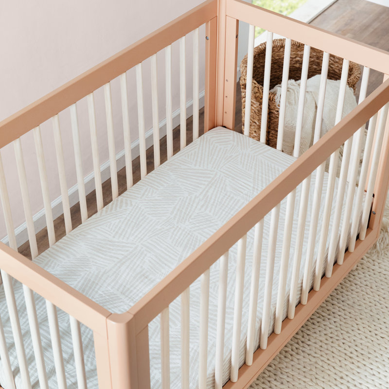 Lolly 3-in-1 Convertible Crib, White/Natural