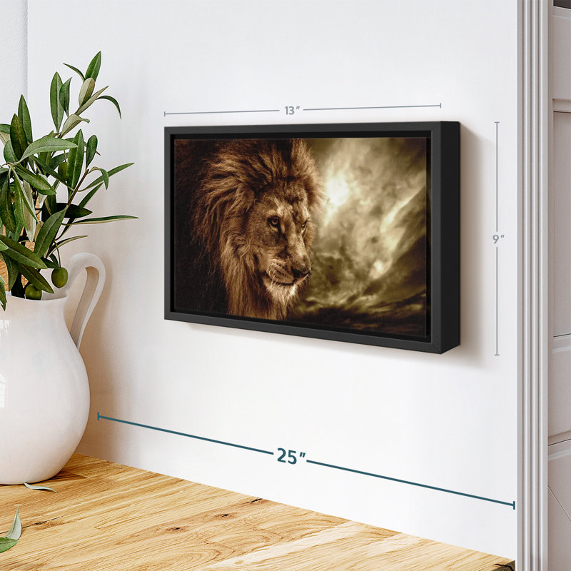 Animal "Art mural lion orageux", H 9 po x l 13 po