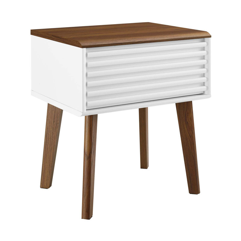 Table de chevet Render, Noyer / blanc