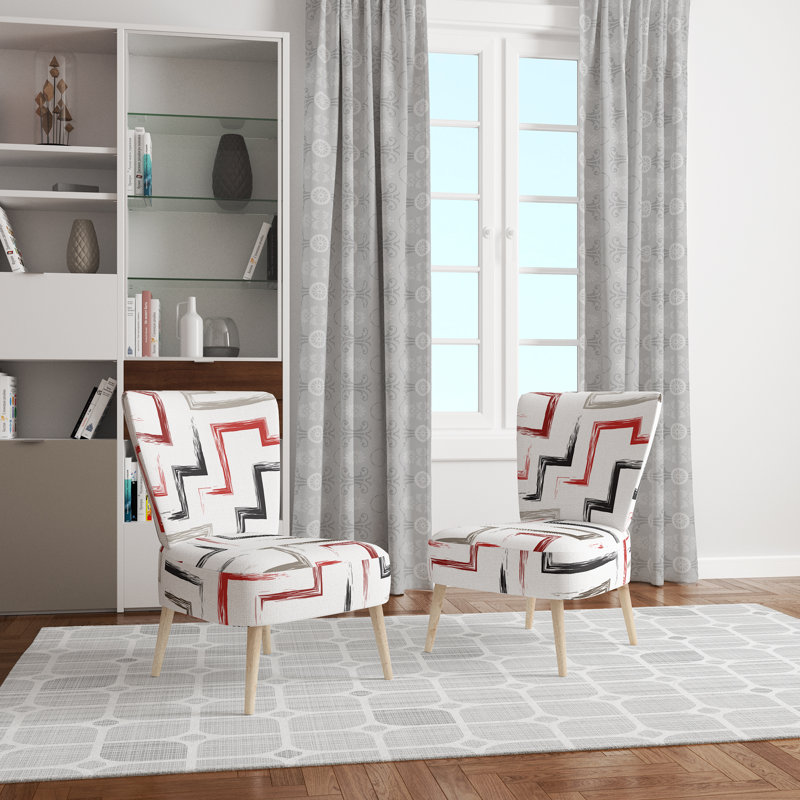 Chaise d'appoint rembourrée multicolore à motif géométrique tendance