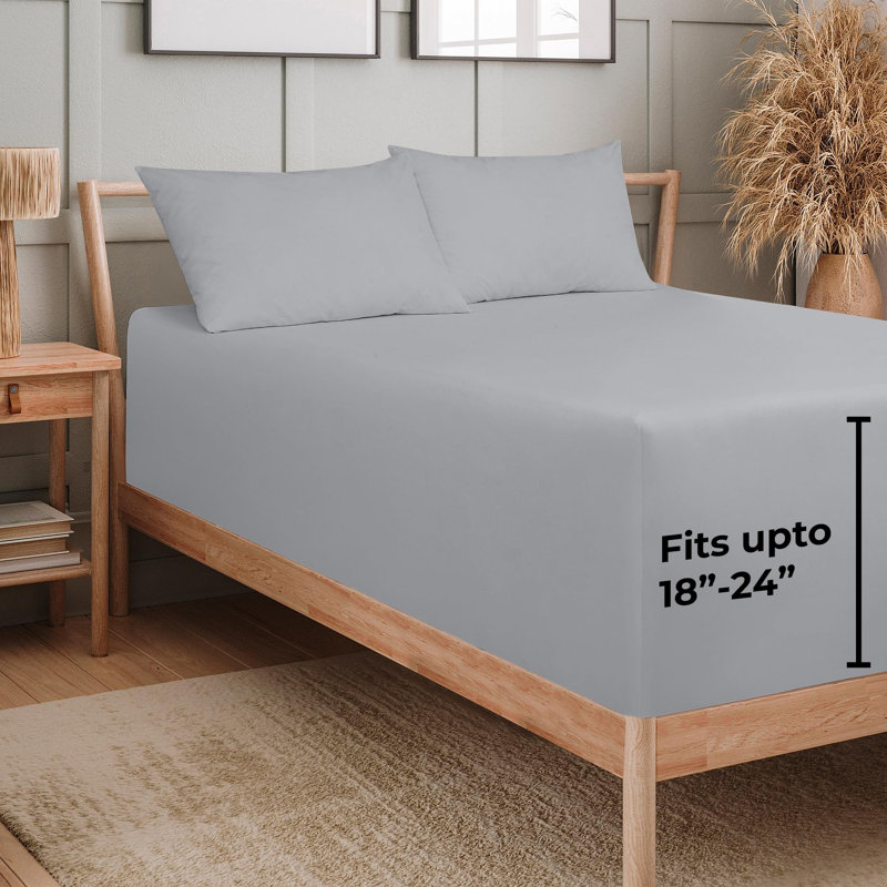 Royale Linens Extra Deep Pocket Only | Size Deep Pocket | Fits 18 inch to 24 inch Thick Mattress | Soft & Breathable Elastic Sheets