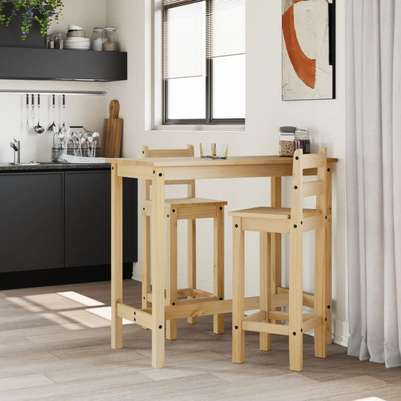 Adalinna 112cm Solid Wood Bar Set, Brown