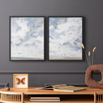 Bleu ciel III - reproduction encadrée de qualité supérieure - prête à être accrochée - aucun clou requis - aucun clou requis