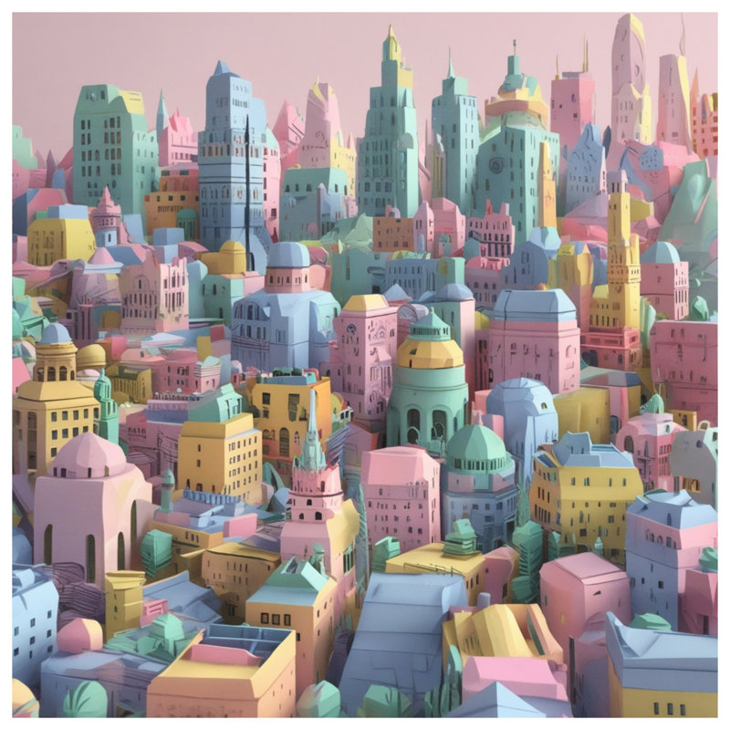 Couvertures Pastel Cityscape Buildings, L 50 po x H 60 po