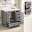 Meuble-lavabo gris avec lavabo en céramique, armoire autoportante de 92 cm (36,18 pouces) avec portes et tiroirs à fermeture amortie