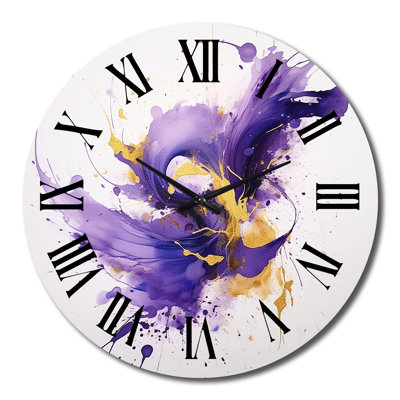 Horloge murale mauve et or - fractales