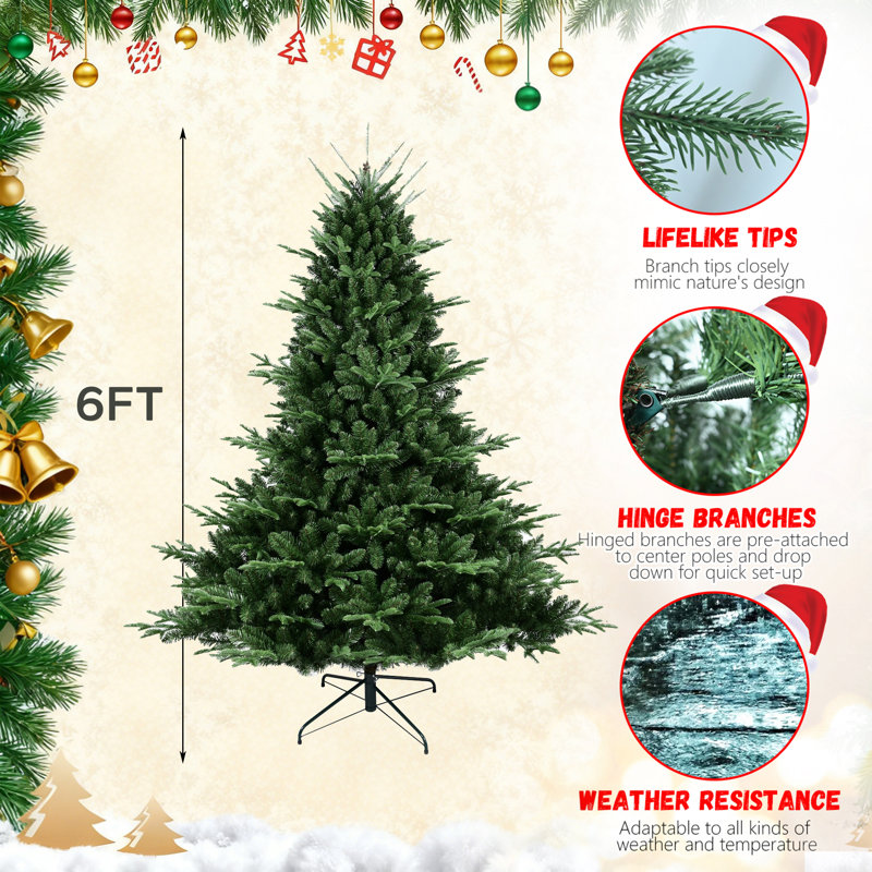 Arbre de Noël artificiel épinette de luxe dense et réaliste Luxury, H 6 pi, Non