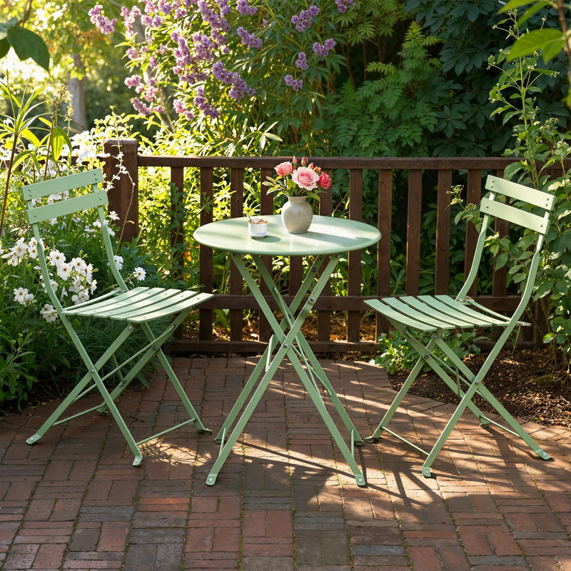 2 - Person Patio Dining Set with Rectangular Table, Green
