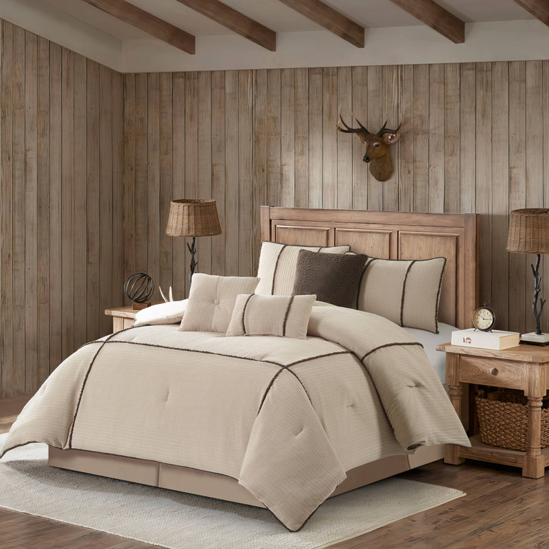 Arvada 7 Piece Comforter Set, King Comforter + 6 Additional Pieces, Beige