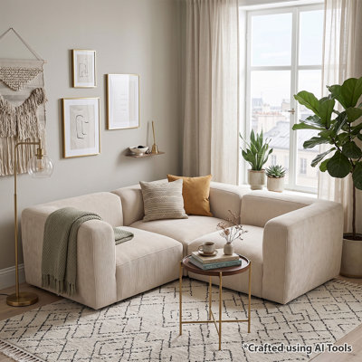 Modern Modular Sectional Sofa With Deep Seating, Upholstered L-Shaped Couch For Living Room