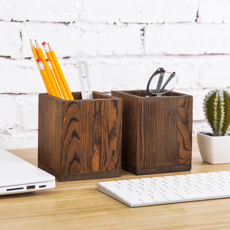Solid Wood Desktop Stationary Pen Holders