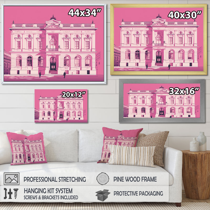 «Blue Blueprint of Classical London I», reproduction sur toile, 24" H x 32" W, Cadre flottant blanc