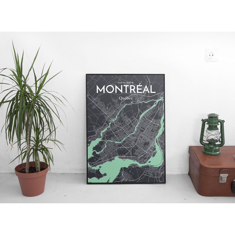 « montréal city map », impression, H 20 po x l 16 po
