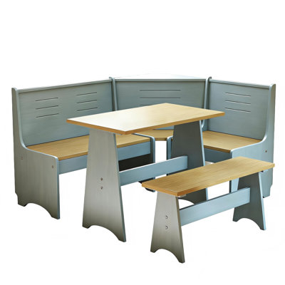 Modern 3-Piece Solid Wood Corner Breakfast Nook Set With Storage – Reversible L-Shape Bench With Hidden Compartments, Space-Saving 3–5 Seat Dining For by Winston Porter