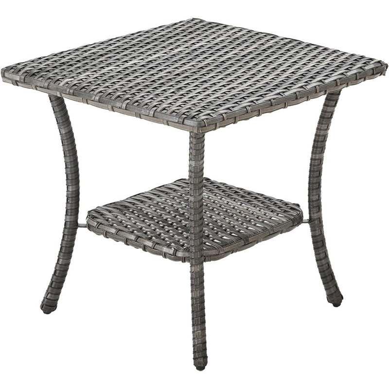 Table basse d'extérieur pour tables de patio - table d'appoint avec tablette de rangement à 2 niveaux