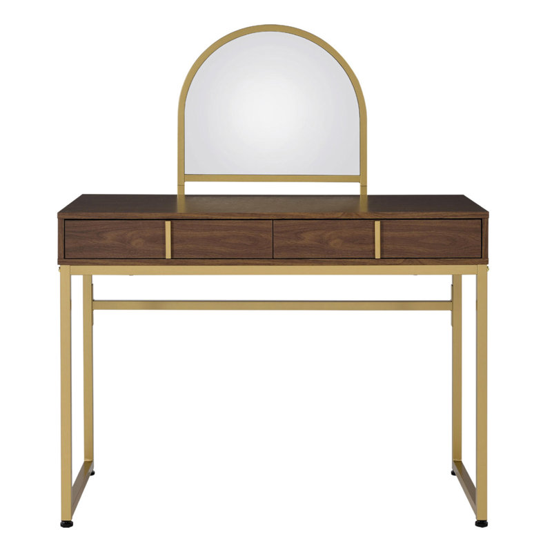 2 Drawers Vanity Desk With Mirror And Jewelry Tray