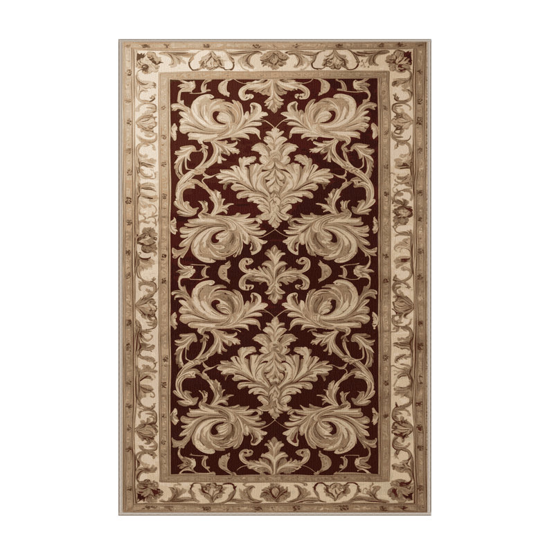 Tapis brun français lavable à la machine, Rectangle 7 pi x 10 pi