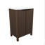 Une armoire de salle de bain sur pied de 30 pouces, jumelée à un lavabo en céramique, est pliable et facile à transporter.