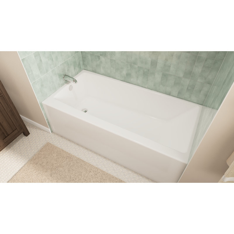 Prism 60 in. L x 32 in. W Acrylic Alcove Drain Bathtub, White, Left
