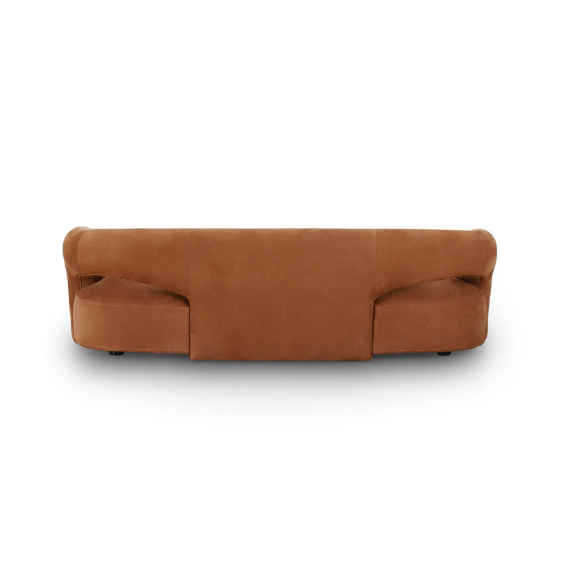 Mazie Sofa, Nubuck Cognac Top Grain Leather