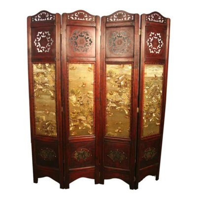 Adlyna 64'' W x 72'' H 4 - Panel Solid Wood Folding Room Divider