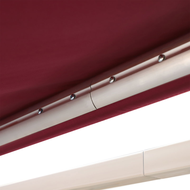 Retractable Patio Awning with Manual Crank, UV & Water-Resistant Fabric, Red, Solid Color, 0.01" H x 96.5" W x 155.5" D