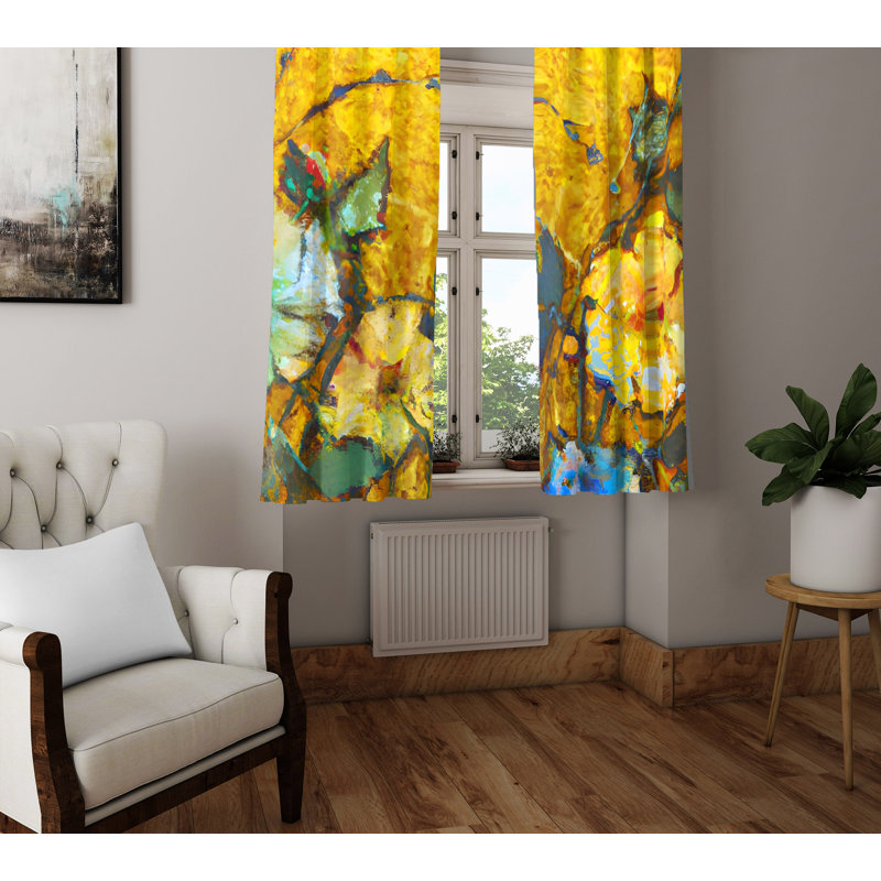 Paire de rideaux semi-transparents en polyester Dezmand, L 20 po x L 52 po