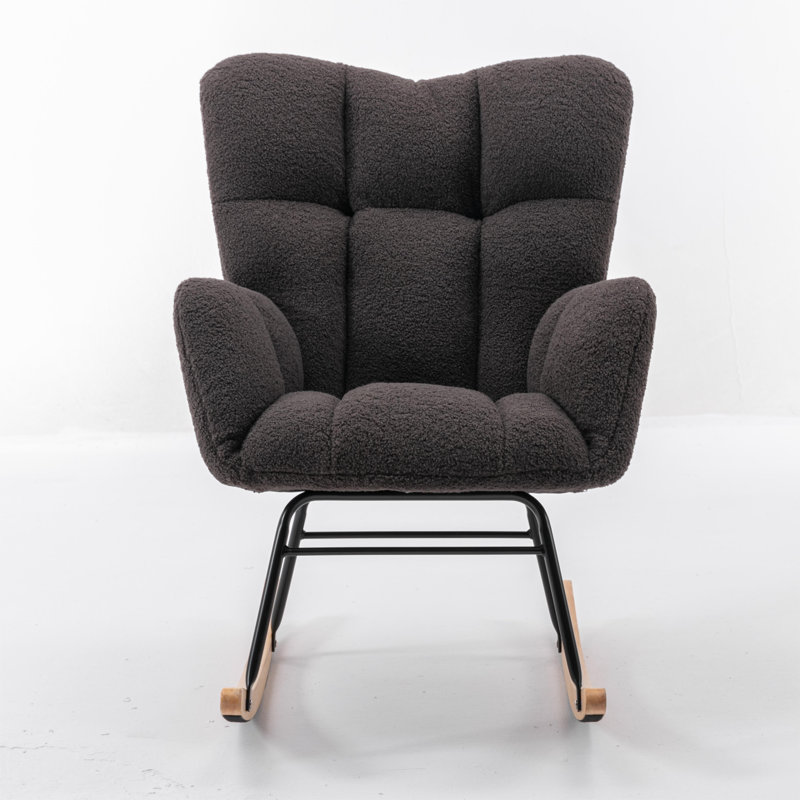Filippone Rocking Chair, Dark Grey Teddy