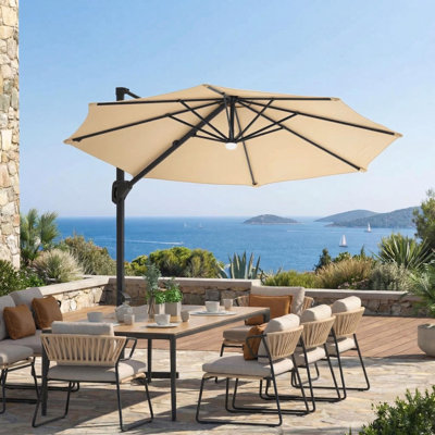 Parasol de patio en porte-à-faux avec abat-jour de marché extérieur rotatif à 360 °