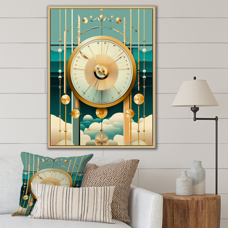 Impression sur toile, "Timelessness future géométrie", H 44 po x l 34 po x P 1,5 po, Cadre naturel flottant