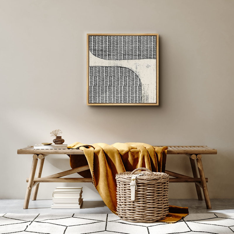 Noir et brun clair motif industriel de lignes abstraites, art moderne, décoration calme minimaliste / zen, impression sur toile