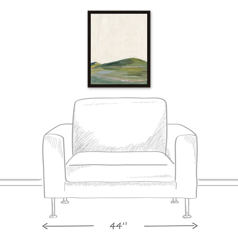 Abstrait vert - peinture, H 21,75 po x l 17,75 po x P 1,75 po, Toile brune avec cadre flottant