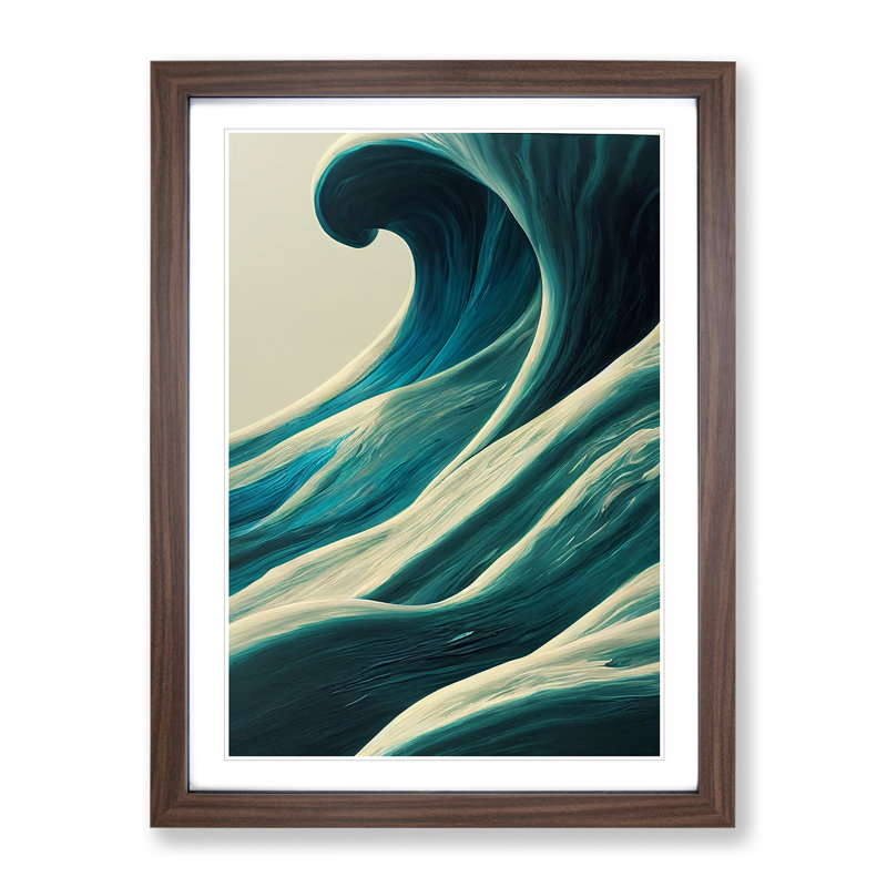 Majestic Ocean Wave - Framed Print, 34cm H x 25cm W x 2cm D, Walnut