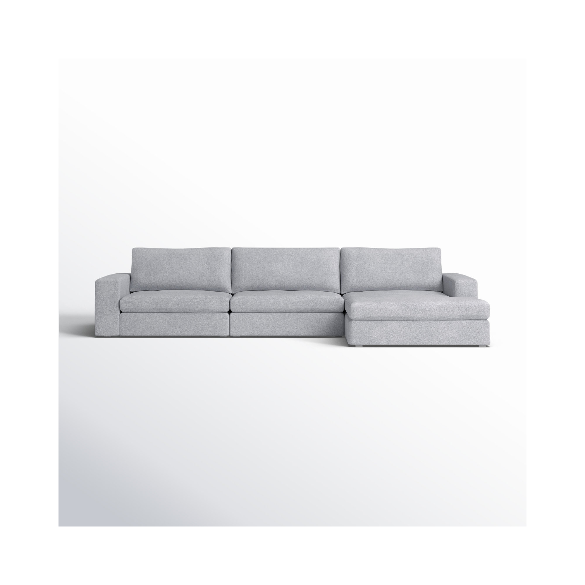 Ojai 3 - Piece Upholstered Sectional, Right Hand Facing, Light Gray Chenille