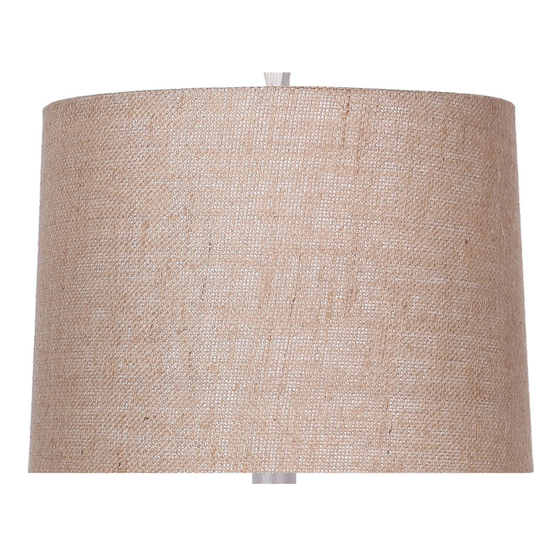 Aroha Resin Table Lamp, White Washed, Natural Burlap