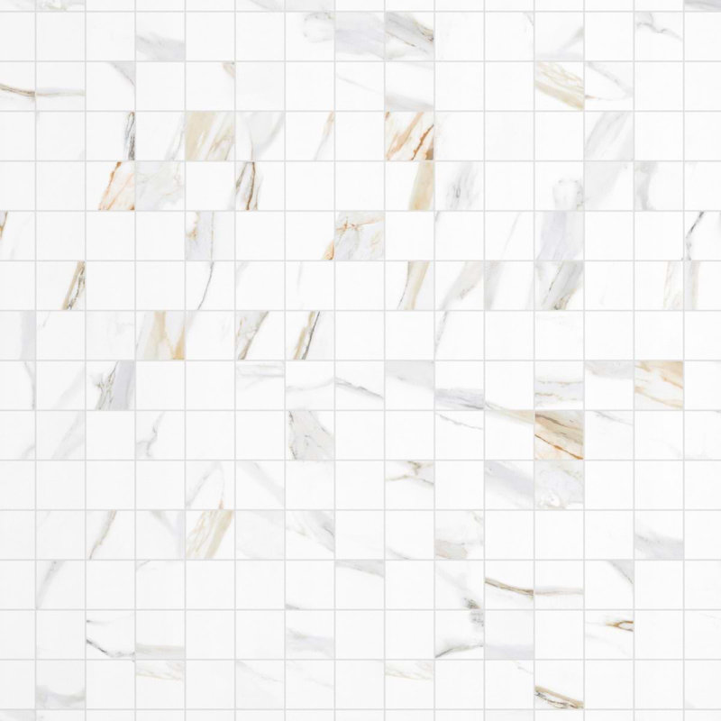 Minera 12x12 Matte Marble Look Mosaic Tile, Aurora Gold