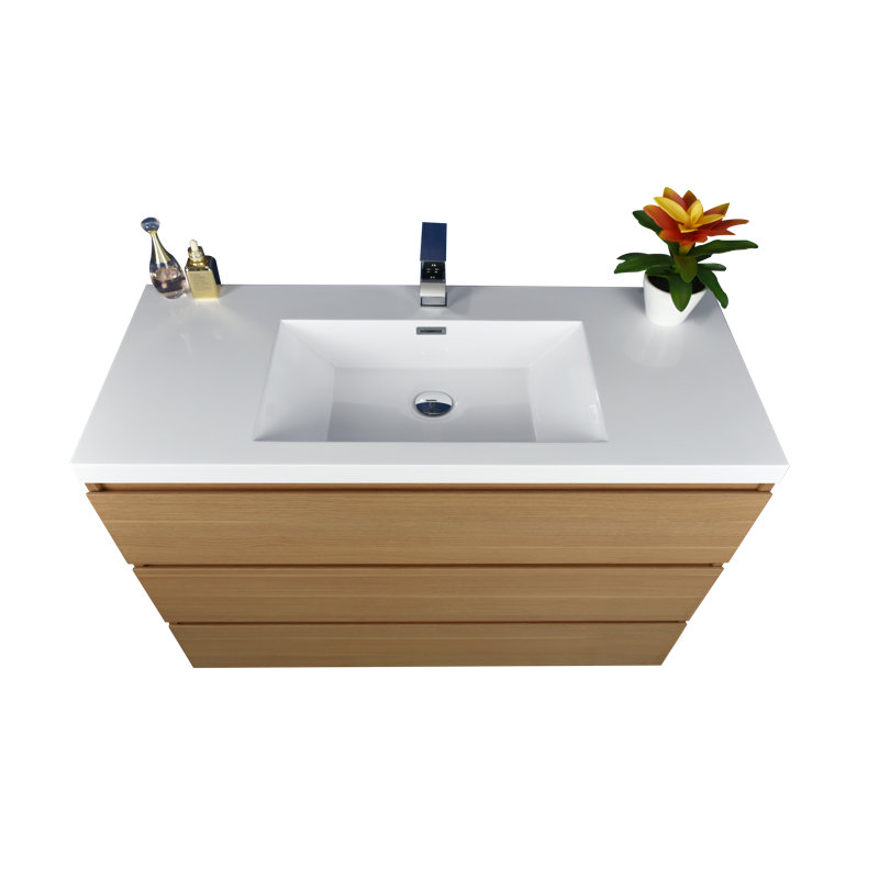 Korrina 47.25'' Single Bathroom Vanity with Plastic Top, Coburg Oak