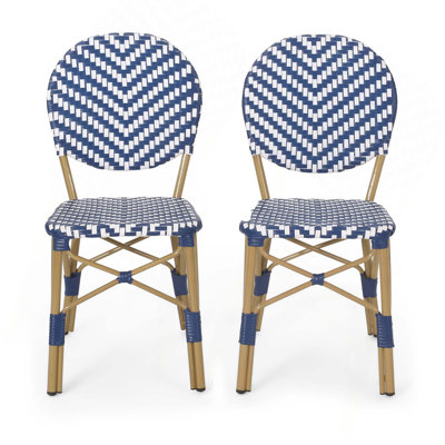 Ensemble de 2 chaises bistro d'extérieur en polyuréthane et aluminium sans accoudoirs