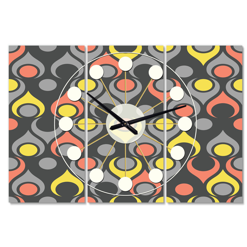 Horloge murale extra-gouttes abstraites rétro Mid-Century