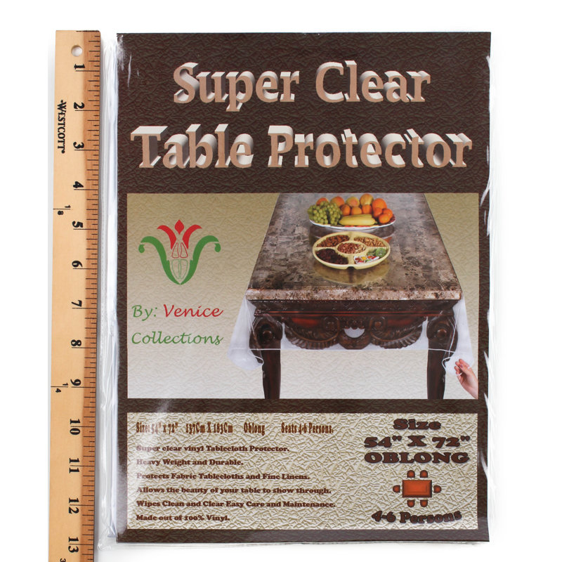 Clear Vinyl Table Protector, 72" L x 54" W Rectangle