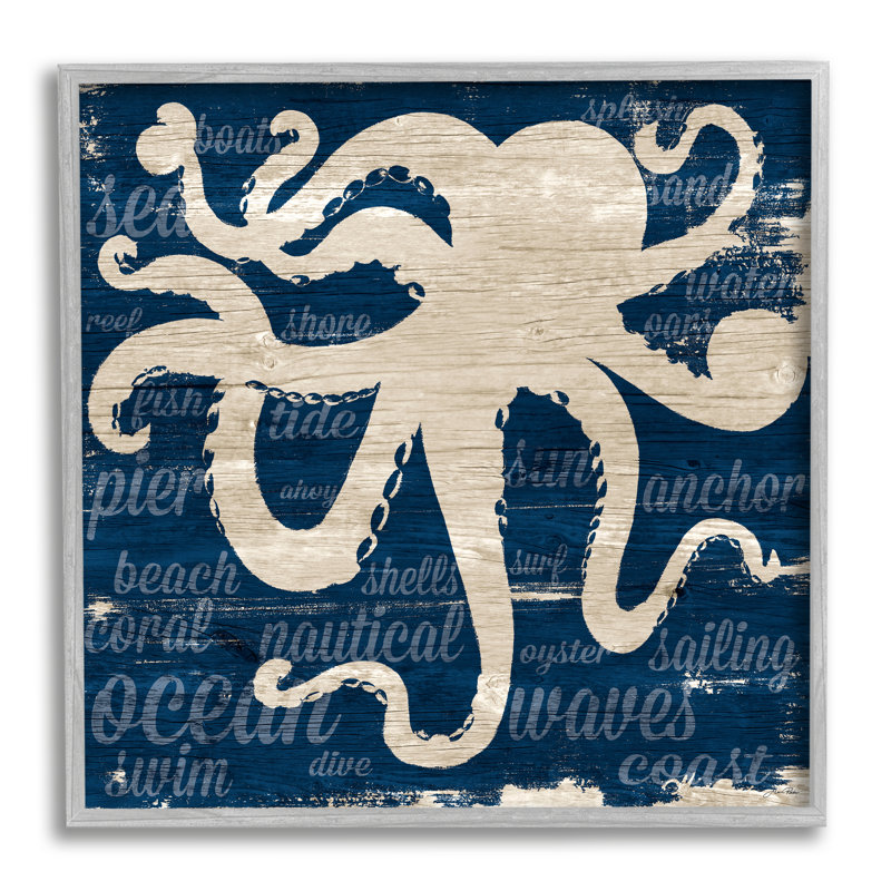 Nautique, pieuvre rustique, animal aquatique, phrases amusantes sur la plage, H 24 po x l 24 po x P 1,5 po