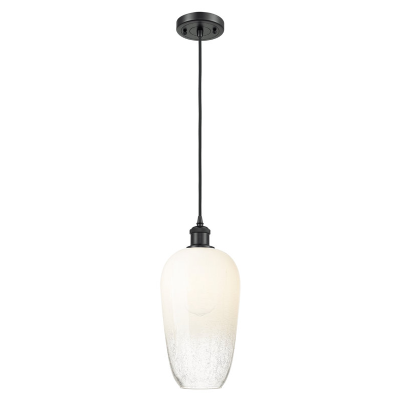 Mini luminaire suspendu à cordon 1 lumière 7 po Ballston - Brookhaven Flute, Matte Black, Opale