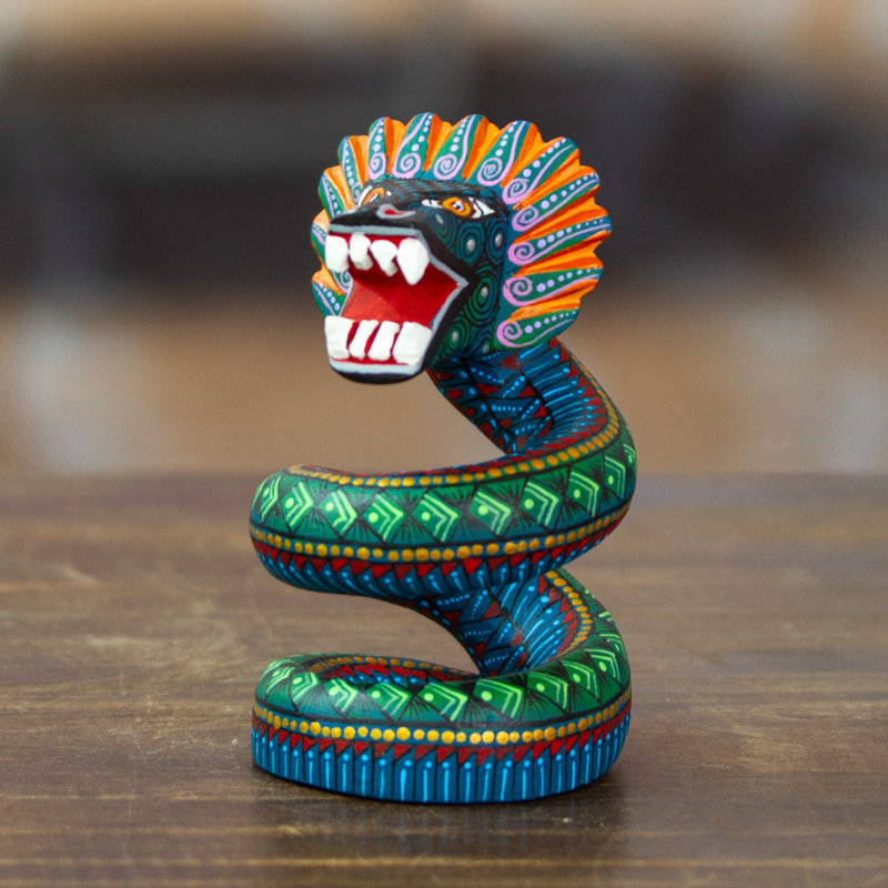 Dakota Fields Handmade Imposing Quetzalcoatl Wood Alebrije Figurine