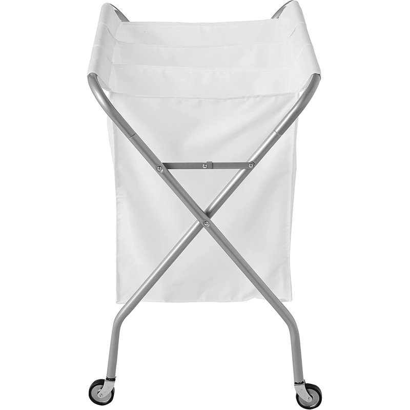 Silver Collapsible Steel Frame Laundry Sorter with Wheels