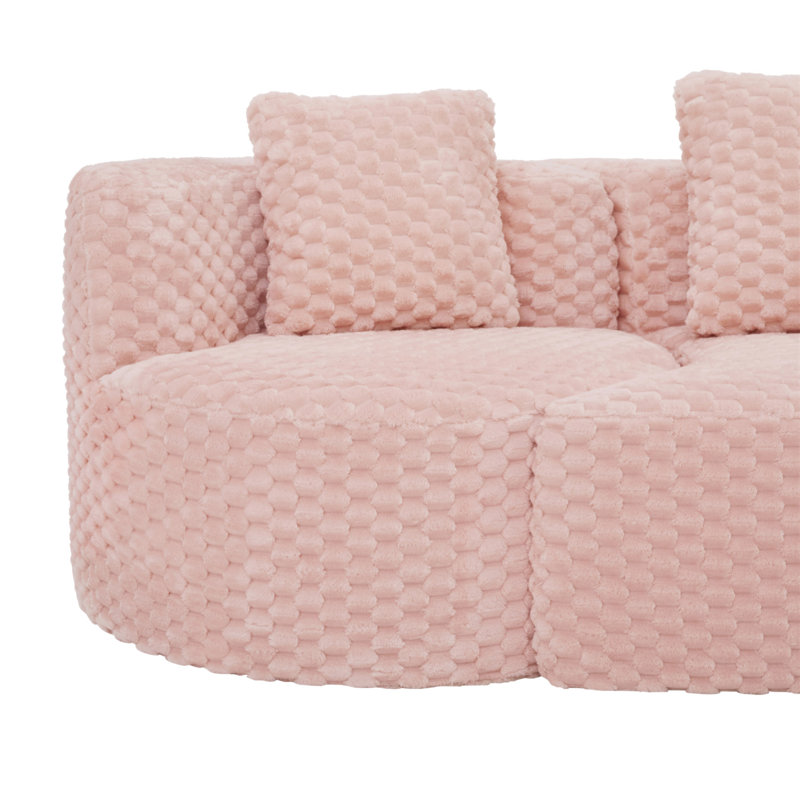 Canapé modulaire modulaire de 137,8 po sans os rembourré pour le salon, Polyester rose, Rose