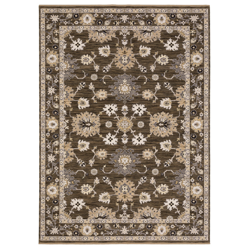Tapis brun / brun clair en laine Kuester, Rectangle 3'3" x 5'