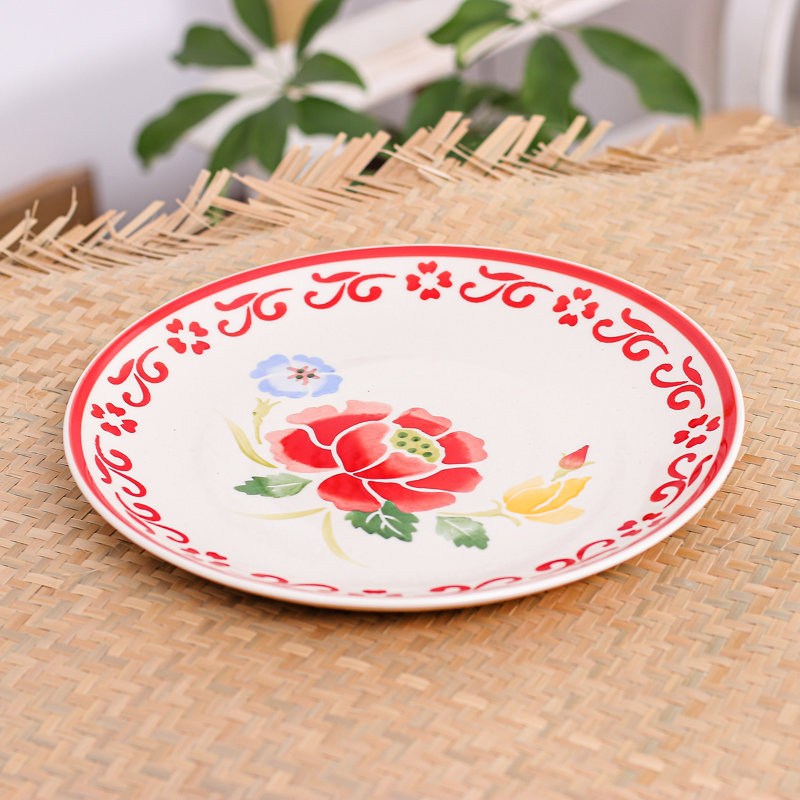 Handmade Earthenware Dinner Plate, Red