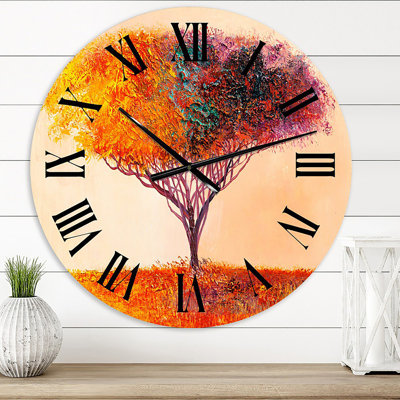 Paysage impressionnant arbre abstrait coloré - horloge murale moderne