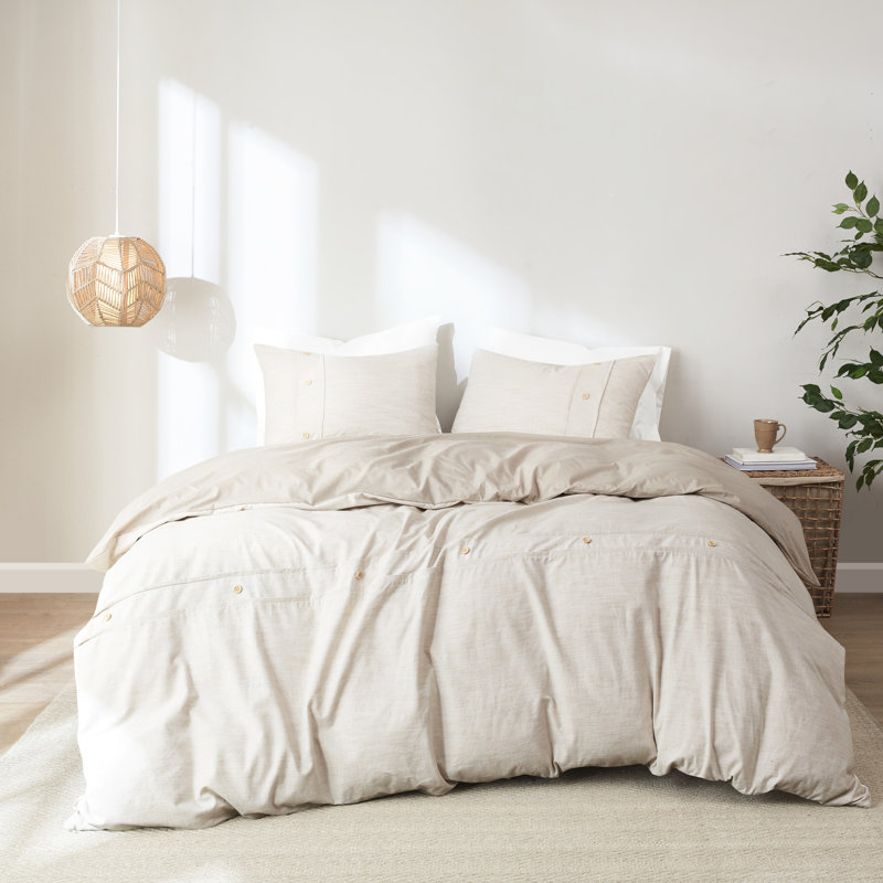 Housse de couette pour lit très grand / très grand en coton biologique - Attaches de coin intérieures de style respirant naturel