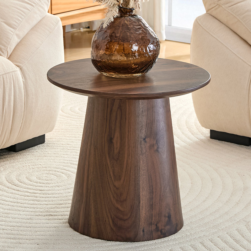Round Coffee Table, Walnut, 18.8" H x 19.6" L x 19.6" W
